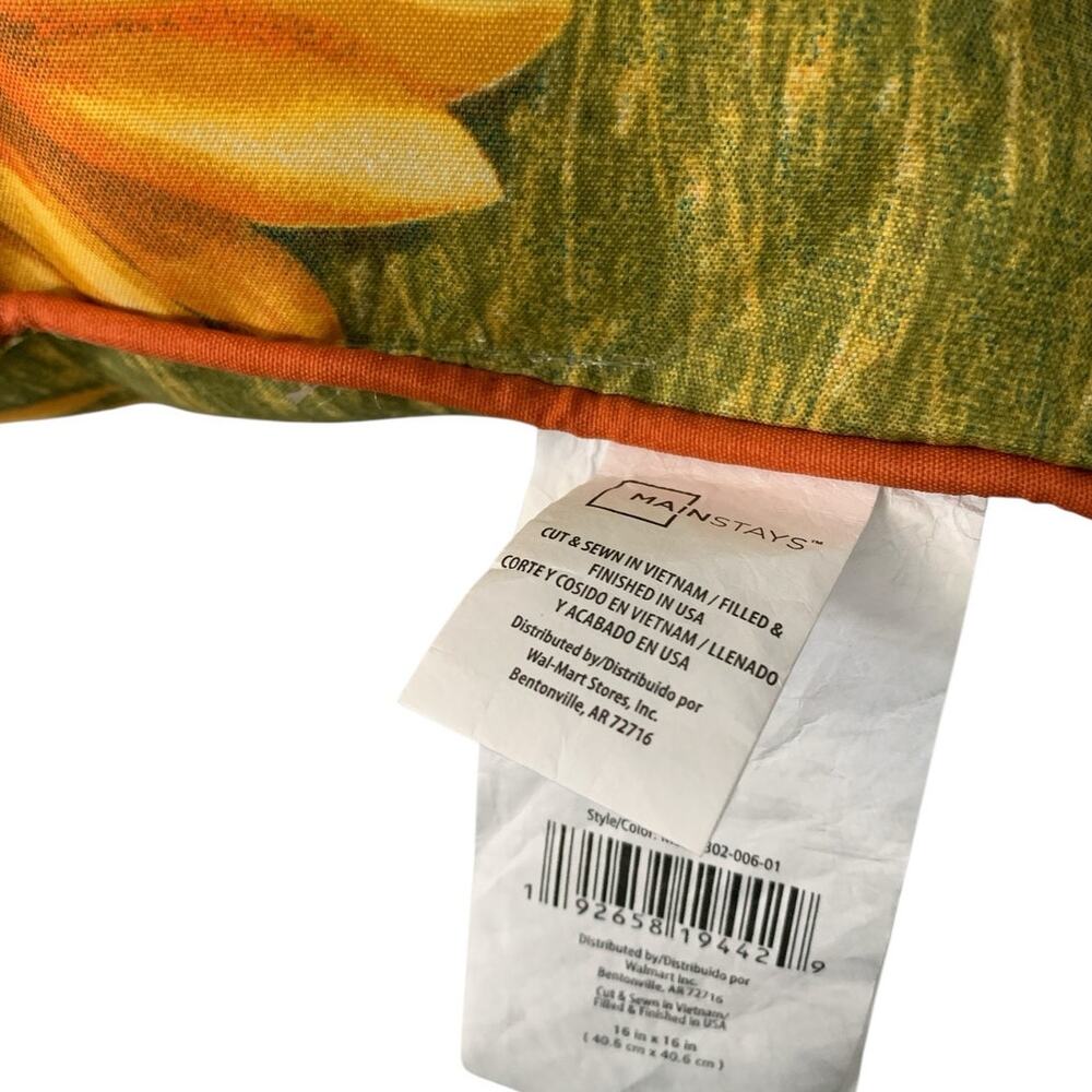 Mainstays Toss Pillow Indoor outdoor Autumn Pumkin Sunflower Fade Resistant NEW - Picture 3 of 4